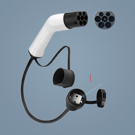 Type 2 til Schuko 16A EV Ladeadapter - Hvit & Svart