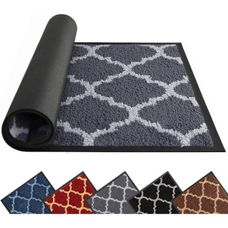 Innendørs dørmatte 40 x 60 cm, superabsorberende dørmatte, sklisikker dørmatte med gummibakside, inngangsteppe smussfanger gray