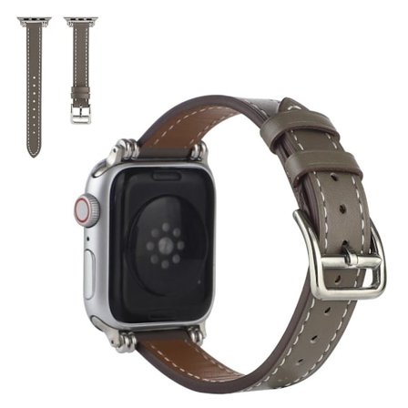 Apple Watch 40 mm klockarmband i läder med pärldekor - Grå