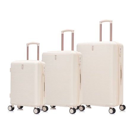 CELIMS Matkalaukku Setti | Matkustustarvikkeet | 3 Kappaletta | Kabin, Keskikokoinen, Suuri | TSA Lukko | Laajennettavissa | Beige