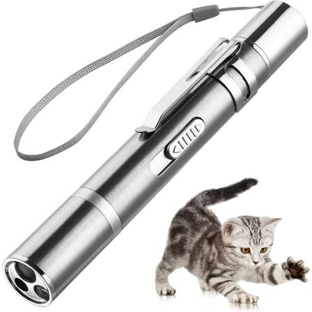 Cat laserleker, interaktive leker med rød prikk og LED-lysindikator, 3-modus laserprojeksjonsgjerde for langdistanse for K