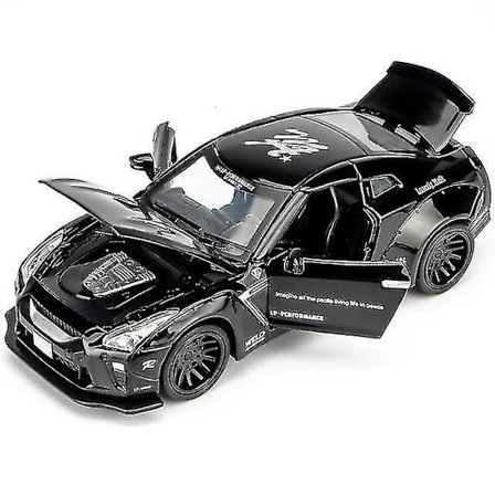 1:32 Nissan GTR R35 Diecast-leksaksbil i metall (svart)