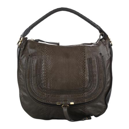 Chloé Pre-owned, Marcie Python leren schoudertas Bruin, Dames, Maat:ONE Size