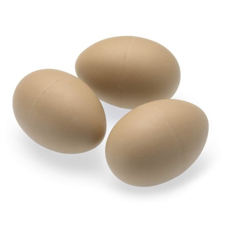 Set med 3 konstgjorda kycklingägg för att uppmuntra hönor att lägga, ruva eller