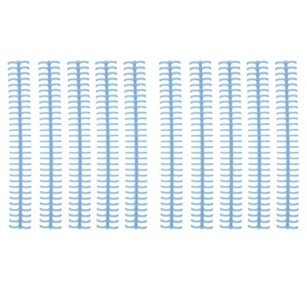 10 stk. spiralrygger i plast med 30 hull for løse ark, 1/2 tommers diameter, lyseblå