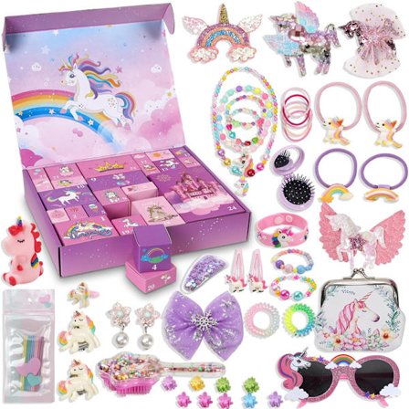 Adventskalender 2025 til Piger – 24-dages Overraskelsesgaver med Enhjørning, Perfekt Julegave til Døtre & Børnebørn