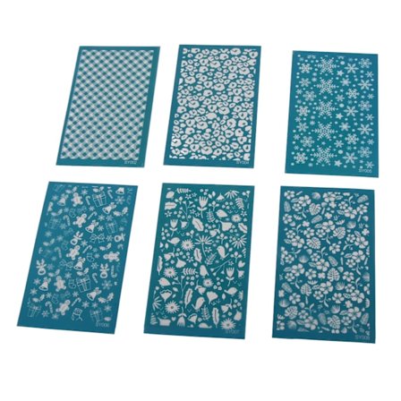 6 stk. Polymer Ler Silkeskærm Stencils DIY Ler Print Skabeloner Holdbart Silkeskærm Print Kit