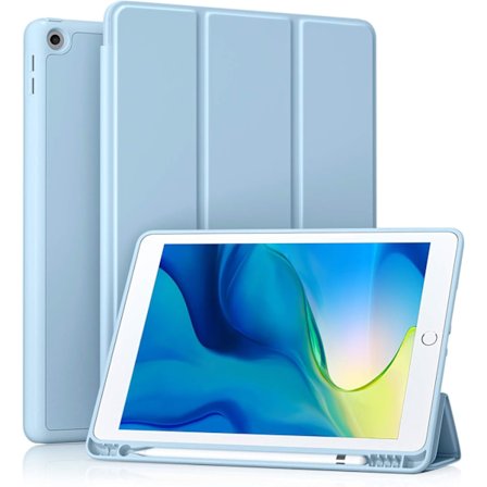 iPad Beskyttelsescover til 10,2 Tommer Tablet, Justerbare Vinkler Tri-fold Stativ med Magnetisk Smart Cover, Indbygget Blyantholder til iPad 9./8./7. 