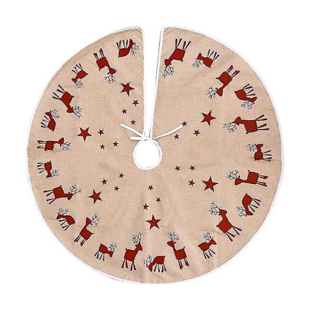 Julgransfot i Linne med Tryckt Älg Juldekoration Rekvisita