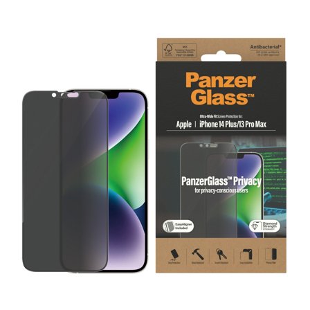 Panzer Privacy iPhone 14 Plus | 13 Pro Max Ultra-Wide Fit w. EasyAligner Screen Protector PanzerGlass - High quality tempered glass screen protector