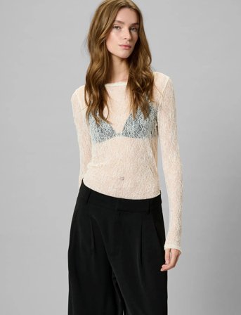 My Essential Wardrobe Mwrita Boatneck Ls Blouse - Cream - XL