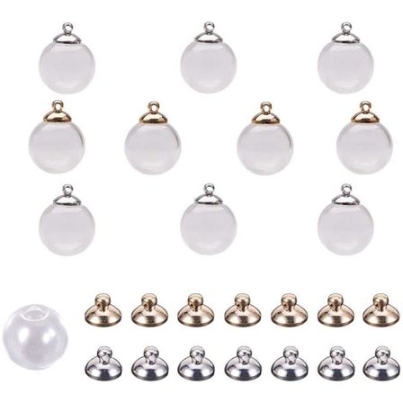 30 stk. 16 mm Mini Klare Glas Globe Flaske Ønske Kugle Flasker til DIY Vedhæng Charms Ørestik Fremstilling 8 mm Hætte