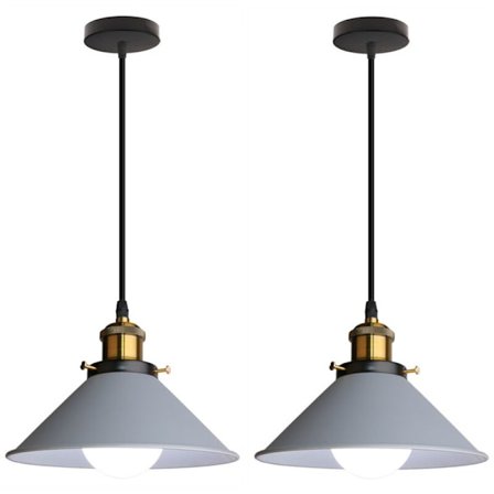 Vintage Industrielle Pendellampe Metal Hængende Loftlampe Grå Lysekrone 2stk