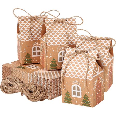 40 stk julegaveesker, gaveesker i kraftpapir, julegaveinnpakningsdekorasjoner for gutter og jenter