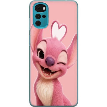 Motorola Moto G22 Läpinäkyvä kuori Enkeli vaaleanpunainen patsas välkkyy leikkisä muotoilu sydämen ilo rakkaus ja pehmeä viehättävä tyyli