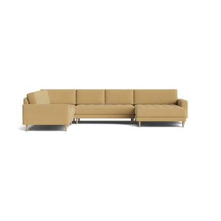 Mondo U-sofa, vendbar, Puente Gul - 377x262x83cm - Rummelig U-sofa med vendbar chaiselong & slidstærkt betræk - Perfekt til stuen