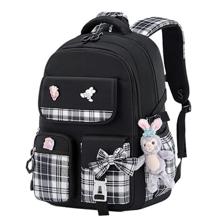 Rygsæk til Børn Elementær Ultralet Belastningsreducerende Sød Gitter Skoletaske til Børn Piger Klasse 1-6