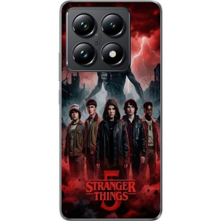 Kompatibelt Mobilskal till Xiaomi 14T Pro Mörk dramatisk filmaffischliknande illustration med grupp tonårskaraktärer framför ett hotfullt blomform