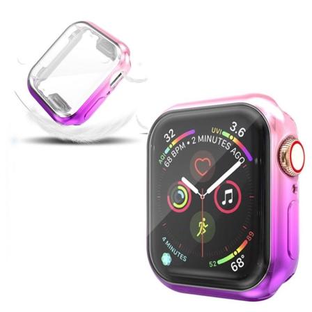 Apple Watch Series 5 44mm tyylikäs värikäs kotelo - Pinkki / Violetti Multicolor