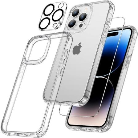 [3in1] BOOM iPhone 14 Pro Cover, Hærdet Glas, Kameralinsebeskyttelse