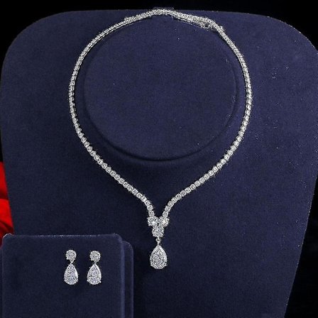 Vanddråbe Vedhæng Halskæde Og Øreringe Smykker