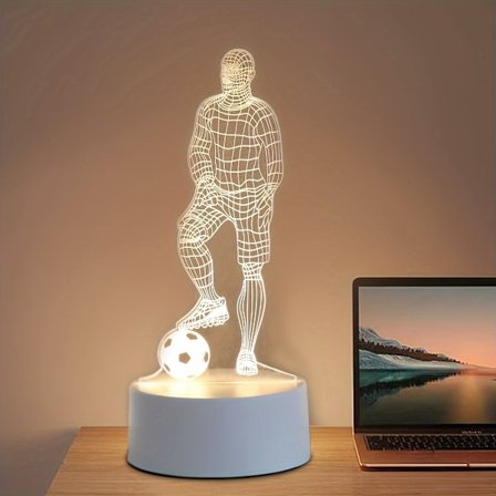 3D Fotballspiller LED Bordlampe, USB-drevet Akryl Sports-Tema Opplys for Stue, Soverom Nattbordsdekor, Ingen Batteri Kreves