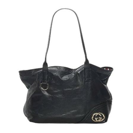 Gucci Vintage Black Leather Tas , Zwart , Dames , Maat: ONE Size Vintage Tassen