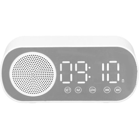 Bluetooth højttaler vækkeur - m/ LED spejl display, radio, vejrudsigt - to høj