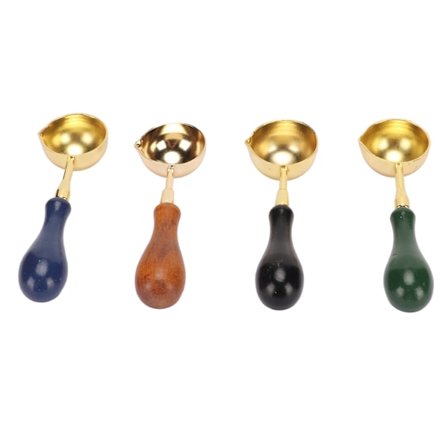 4 stk. voks smelteskje elegant voksforseglingsstempel smelteskje med treskaft for DIY håndverk gaver emballasje