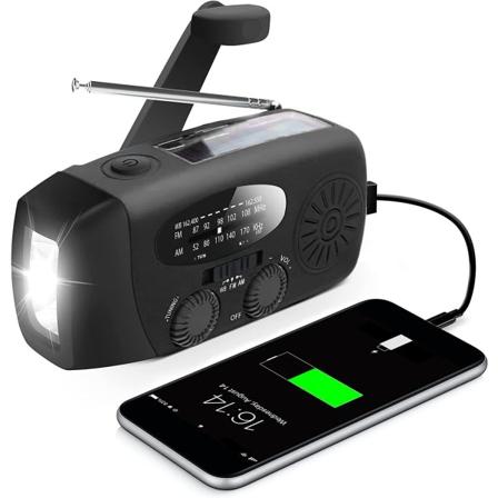 Radio Bærbar Nødradio Solgenerator Strøm Oppgradert Solradio 2000mAh AM/FM Veivradio for Vandring Camping Utendørs Nødsituasjon