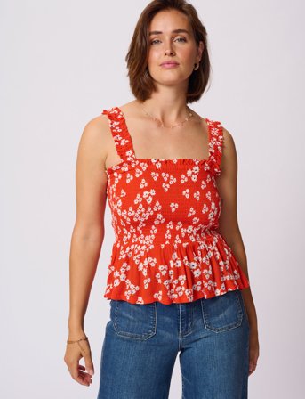 Kaffe Kaamber Smock Top - Red - 40