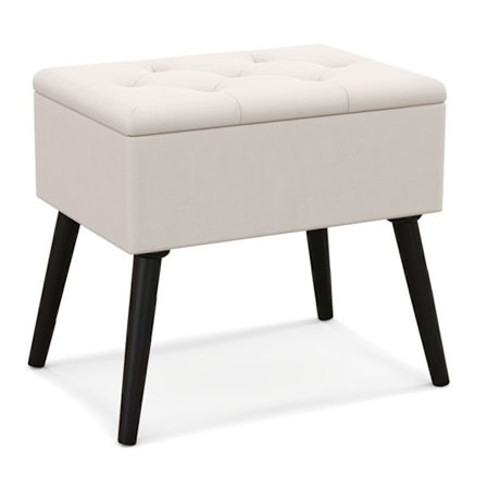 COSTWAY Meikkipöydän Jakkara Säilytyksellä, Käännettävä Pehmustettu Istuin - Samettia Meikkihuoneeseen Beigenä