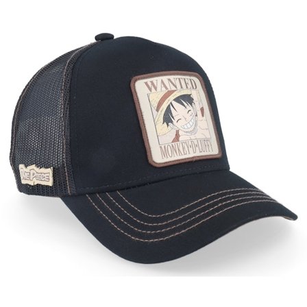 Capslab - Schwarz trucker Cap - One Piece Wanted Black/Brown Trucker @ Hatstore