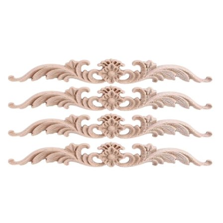 4 kpl Puuapplikaatiot ja -koristeet, maalaamattomat DIY-koristeelliset puukaiverrusapplikaatiot sängyn oveen C (haoyi)