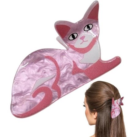 Hårklemmer til kvinder, kompakt katteform, skridsikker, sikker hårklemme til rejser, forretning, udendørs, skole