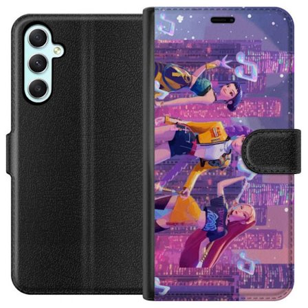 Kompatibel Tegnebogsetui til Samsung Samsung Galaxy A34 Futuristisk K-Pop Demon Hunters pigegruppe illustration med neonbyens popkultur æstetik og kr
