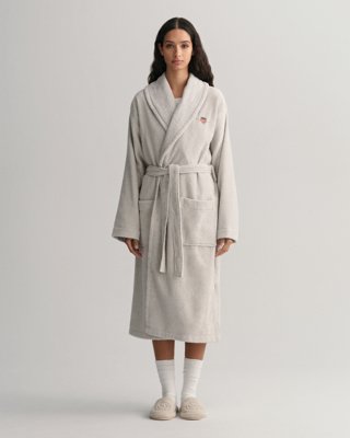 GANT - Morgenkåpe i bomullsfrotté, unisex light grey