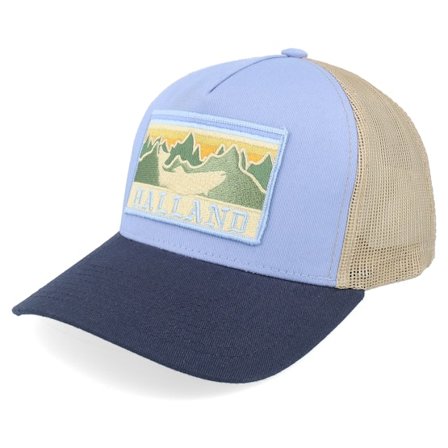 Wild Spirit - Beige trucker Cappellino - Swedish Halland Landscape Sky Blue/Khaki/Navy A-Frame Trucker @ Hatstore