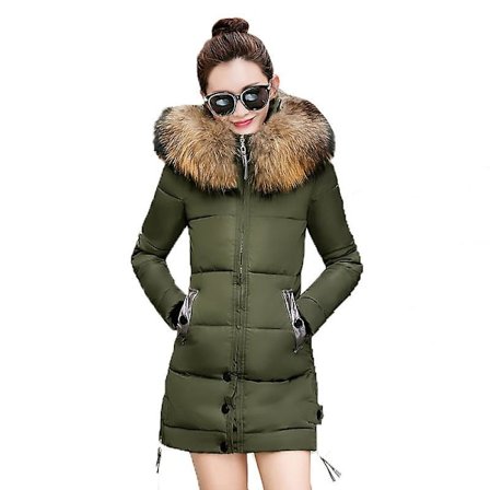 Dame Varm Vinterfrakke Hætte Letvægts Foret Dunjakke