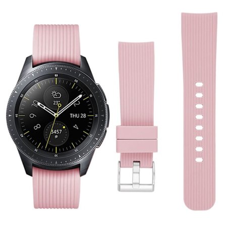Samsung Galaxy Watch (42mm) raidallinen silikooni muovinen kellon vaihto ranneke - Pinkki