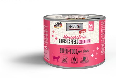 Mac's Mono Super Food for Cats Hest 6x400g - Våtfôr