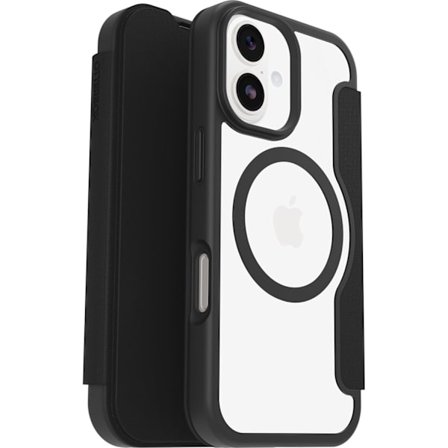 Otterbox React Series Folio MagSafe Cover til iPhone 17, Stødsikkert Anti-fald Cover med Kortslot, Militær Testet Transparent/Sort