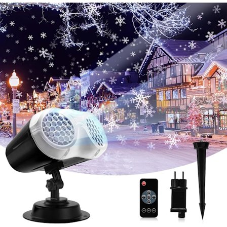 Halloween Juletræ Snefnug Projektor, LED Projektionslampe, IP65 Vandafvisende Indendørs og Udendørs Projektionslys med Fjernbetjening Timer til 
