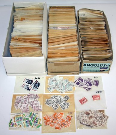 Danmark - Samling i 3 kartotekskasser - Stemplet