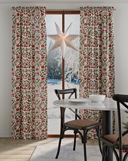 Julegardin Hedemora med trykk dompapmotiv 2-pk Lin