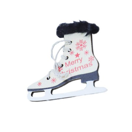 3 stk. Jule-Skøjter Ornamenter Plys Træ Hul Hængende Dekorationer