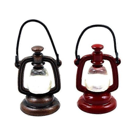 2 stk. Dukkehuslamper Dukkehus Møbler Lamper Miniature Petroleumslamper