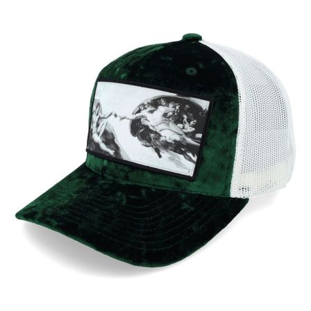 Calza Pennello - Grön trucker Keps - Creation Of Adam Velvet Green/Ivory A-frame @ Hatstore