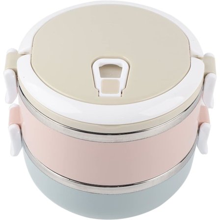 Rustfritt stål lunsjboks bærbar rustfritt stål lunsjboks beholder Bento boks matbeholder (1400 ml i andre etasje)