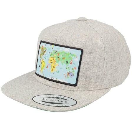Kiddo Cap - Cinza snapback Boné - Kids World Map Grey Snapback @ Hatstore